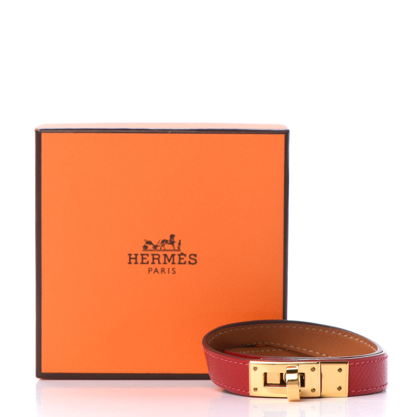Epsom Kelly Double Tour Bracelet S Rouge Casaque