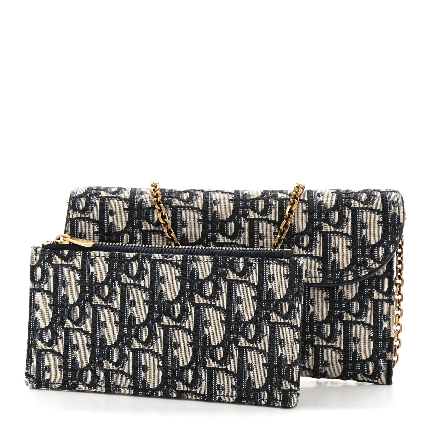 Oblique Saddle Chain Long Wallet Blue