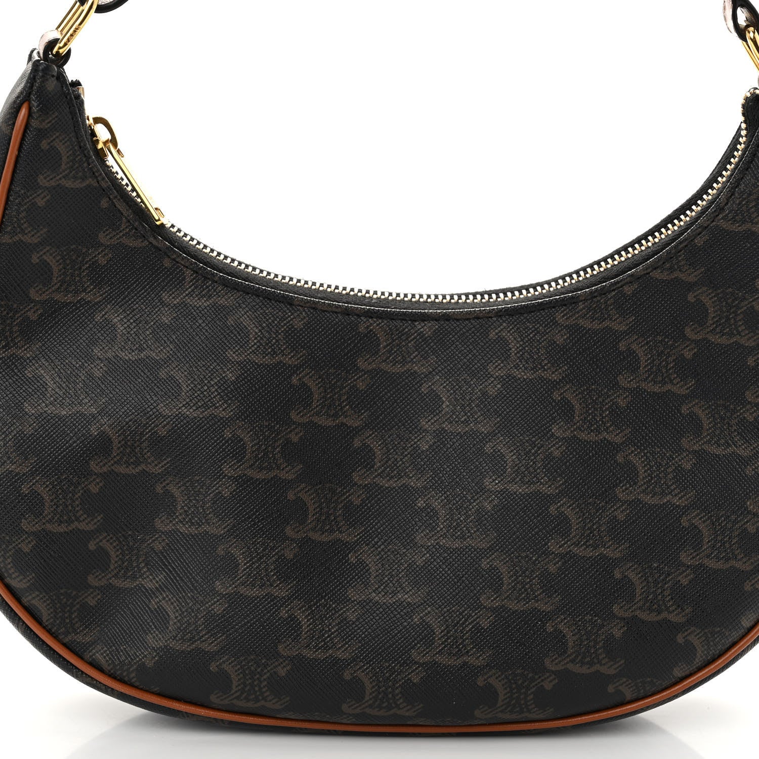 Celine Triomphe Canvas Calfskin Ava Shoulder Bag Tan 8 of 10