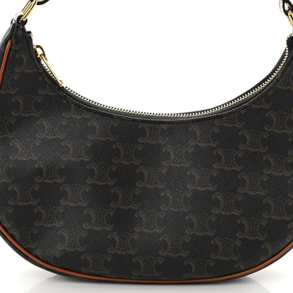 Celine Triomphe Canvas Calfskin Ava Shoulder Bag Tan 8 of 10
