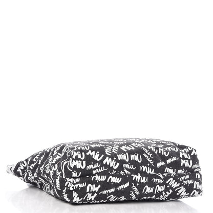 Miu Miu Denim Print Shopping Tote Black 4 of 11