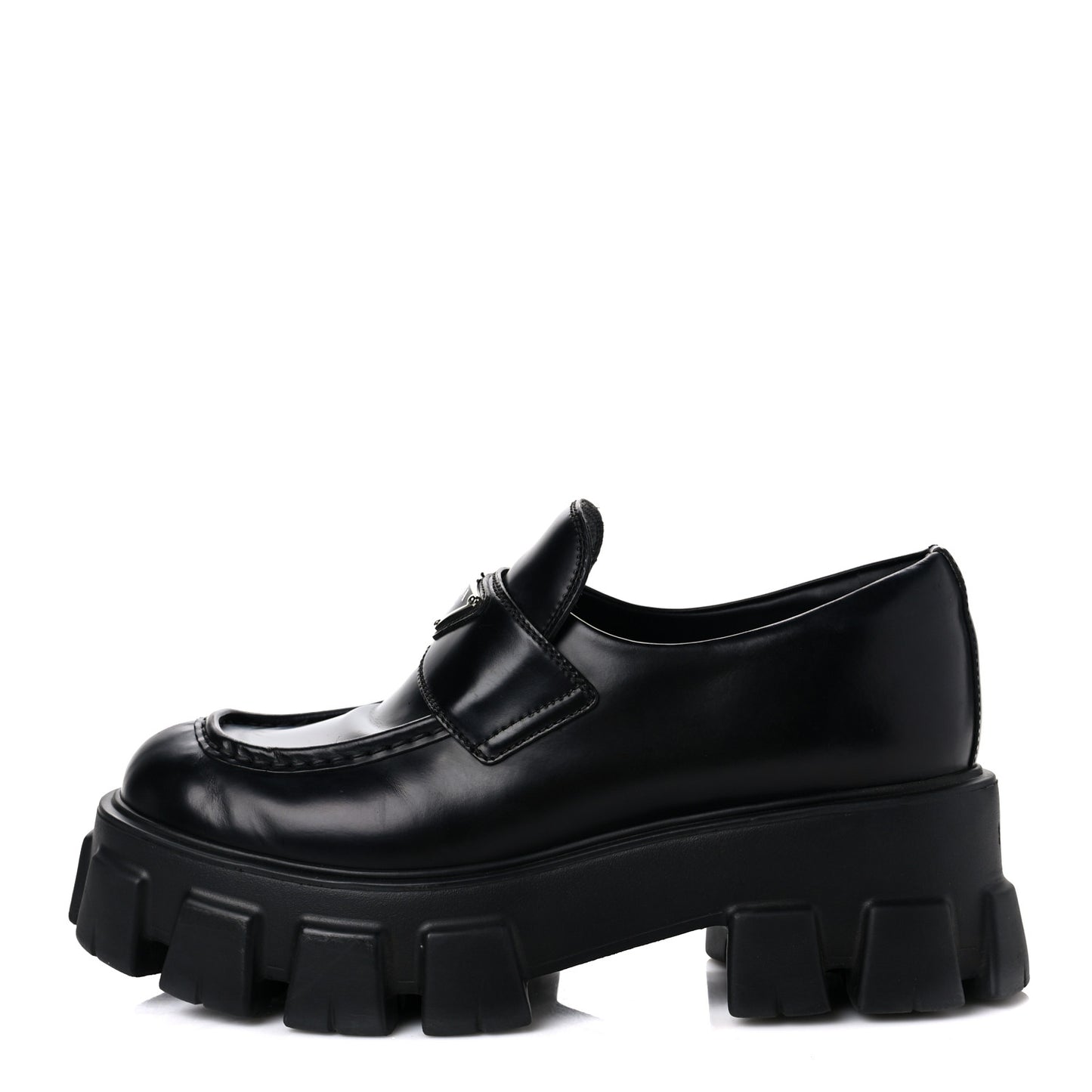 Spazzolato Rois Metal Triangle Logo Monolith 55mm Loafers 40 Black