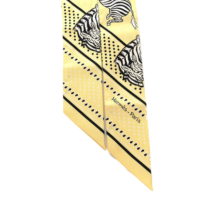 Hermes Silk Les Zebres Twilly Jaune Soufre Black 2 of 4