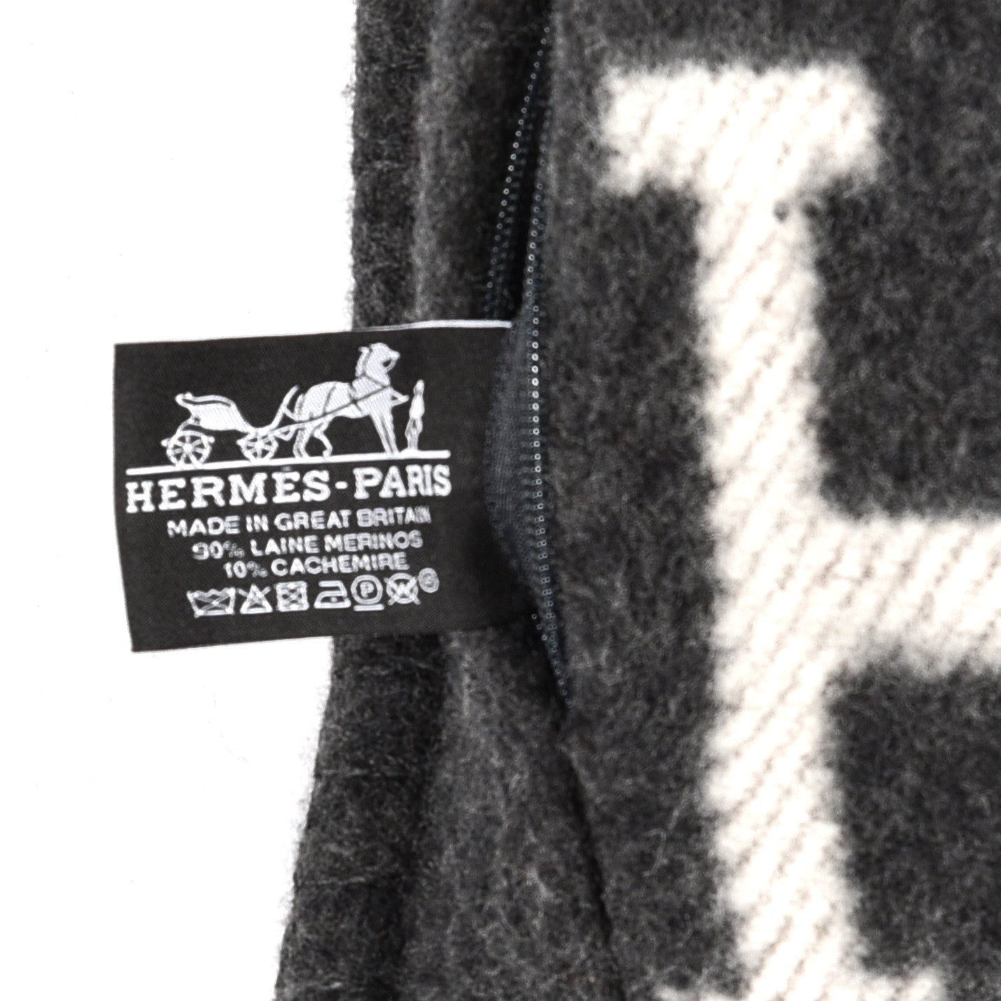 Hermes Wool Cashmere Avalon Pillow PM Ecru Gris Fonce 3 of 3