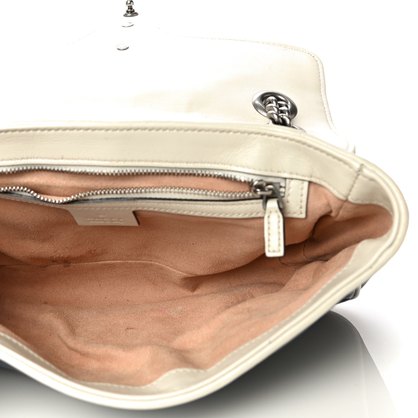 Vintage Effect Calfskin Matelasse Diagonal Small Torchon GG Marmont Shoulder Bag Blue Agata Mystic White