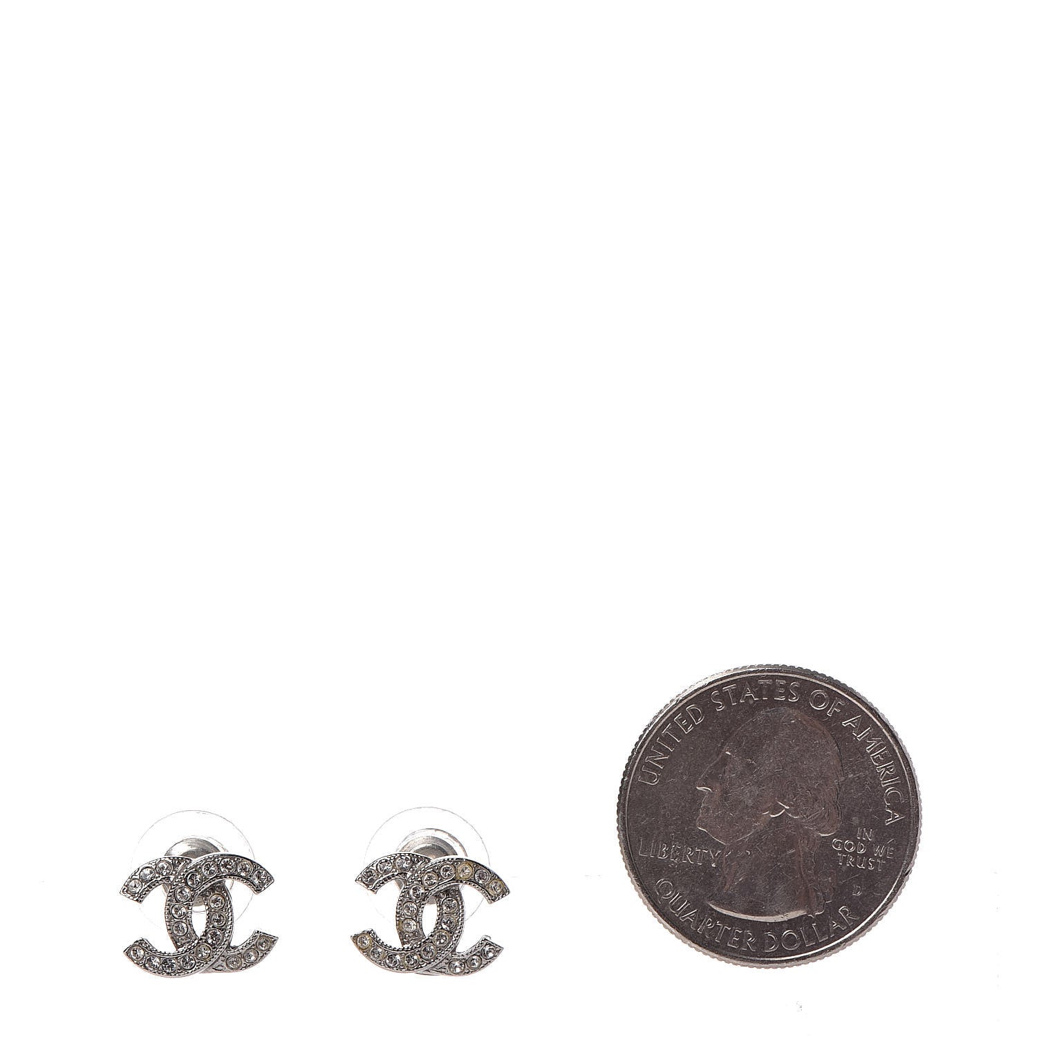 Chanel Crystal CC Earrings Silver 2 of 5