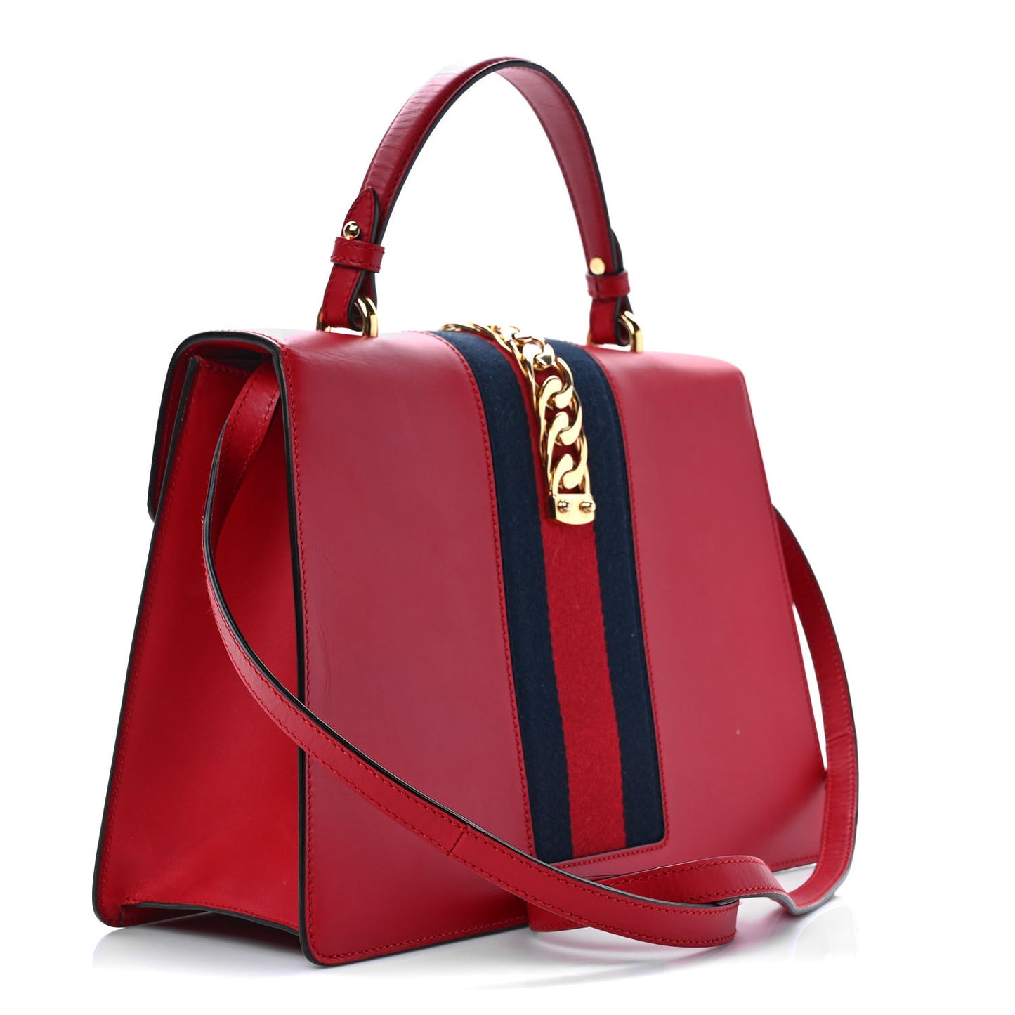 Calfskin Medium Sylvie Top Handle Bag Hibiscus Red