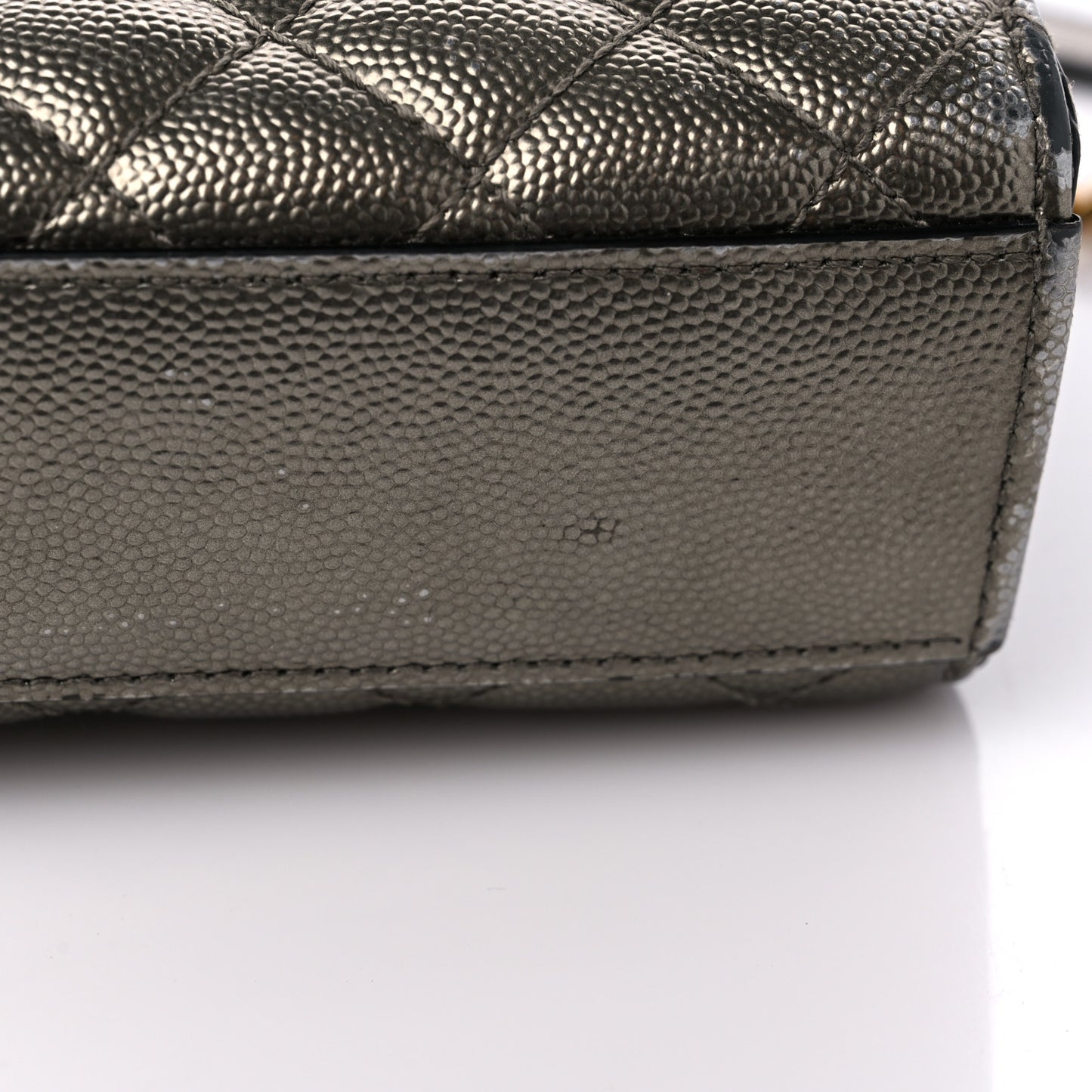 Metallic Grain De Poudre Textured Mixed Matelasse Triquilt Medium Monogram Satchel Piombo