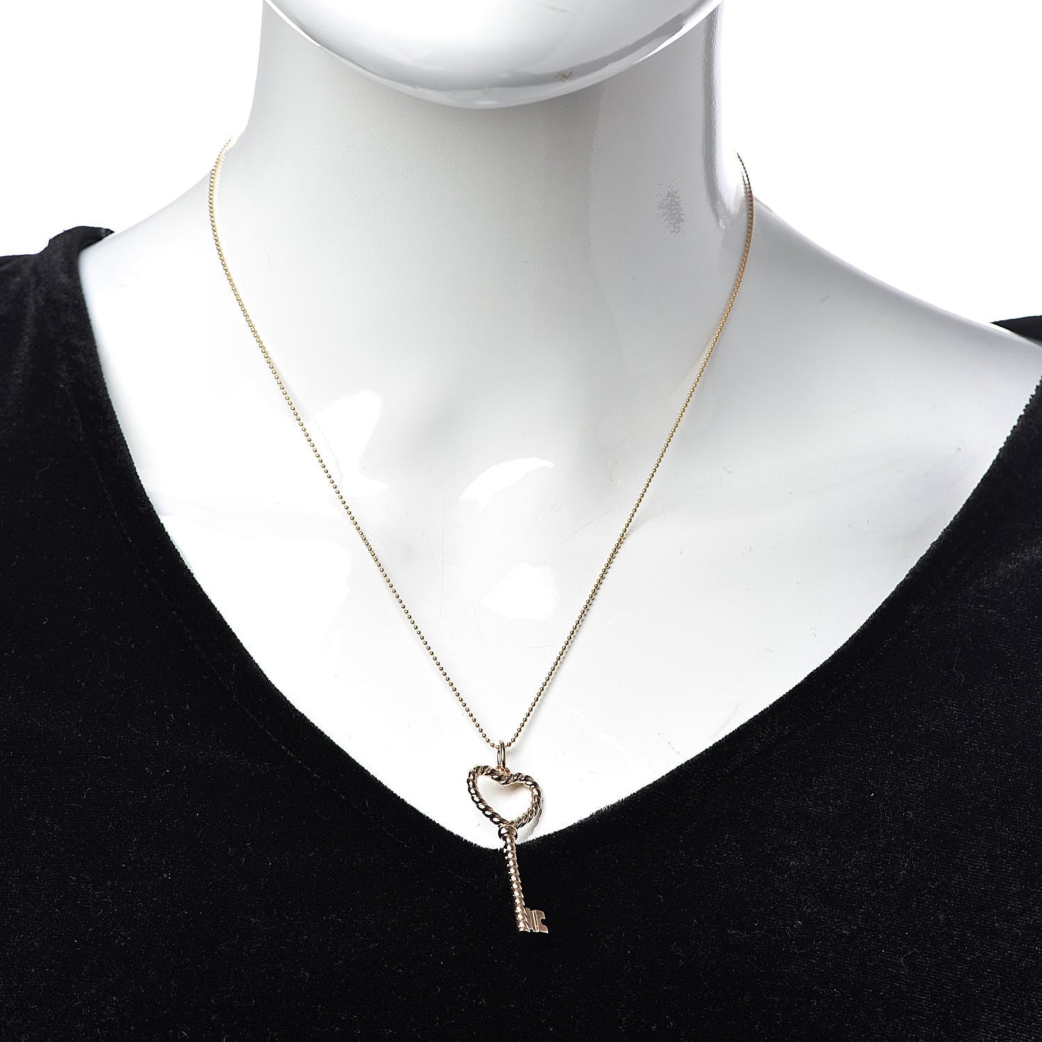 Tiffany 18K Rose Gold Twist Heart Key Pendant Necklace 2 of 9