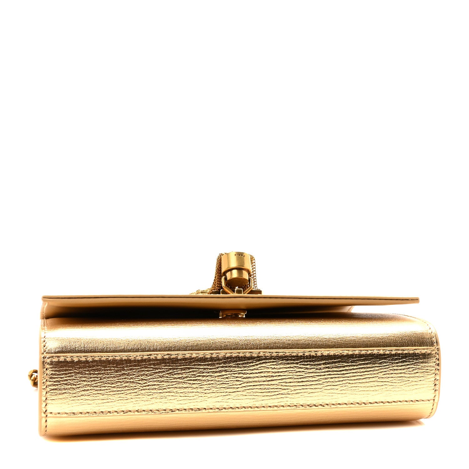 Saint Laurent Metallic Calfskin Small Classic Monogram Kate Tassel Satchel Gold 4 of 10