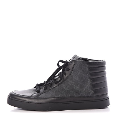 Gucci GG Supreme Monogram Mens Common High Top Sneakers 11 Black 1 of 9