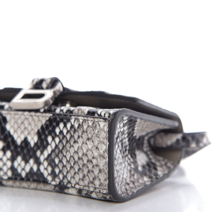 Balenciaga Shiny Calfskin Python Effect Hourglass Top Handle Bag Mini Black White 7 of 9