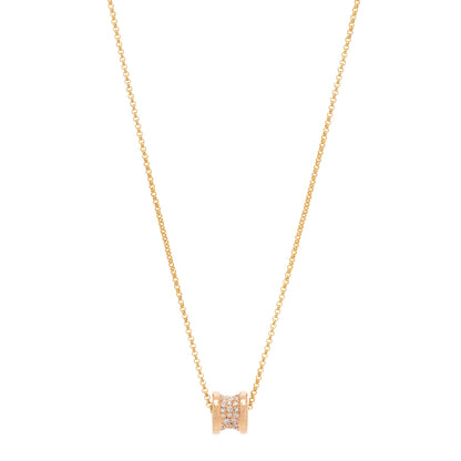 Bulgari 18K Rose Gold Diamond Small B.Zero1 Pave Pendant Necklace 1 of 6