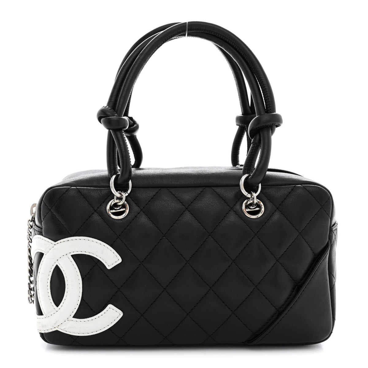 Calfskin Quilted Small Cambon Bowler Black White