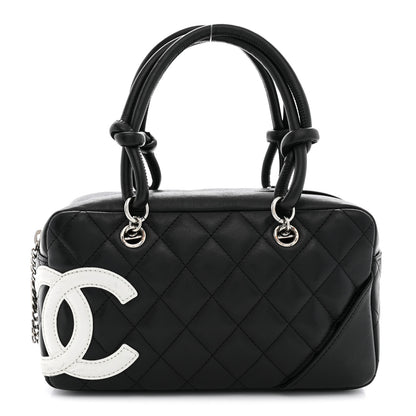 Chanel Calfskin Quilted Small Cambon Bowler Black White 1 of 10