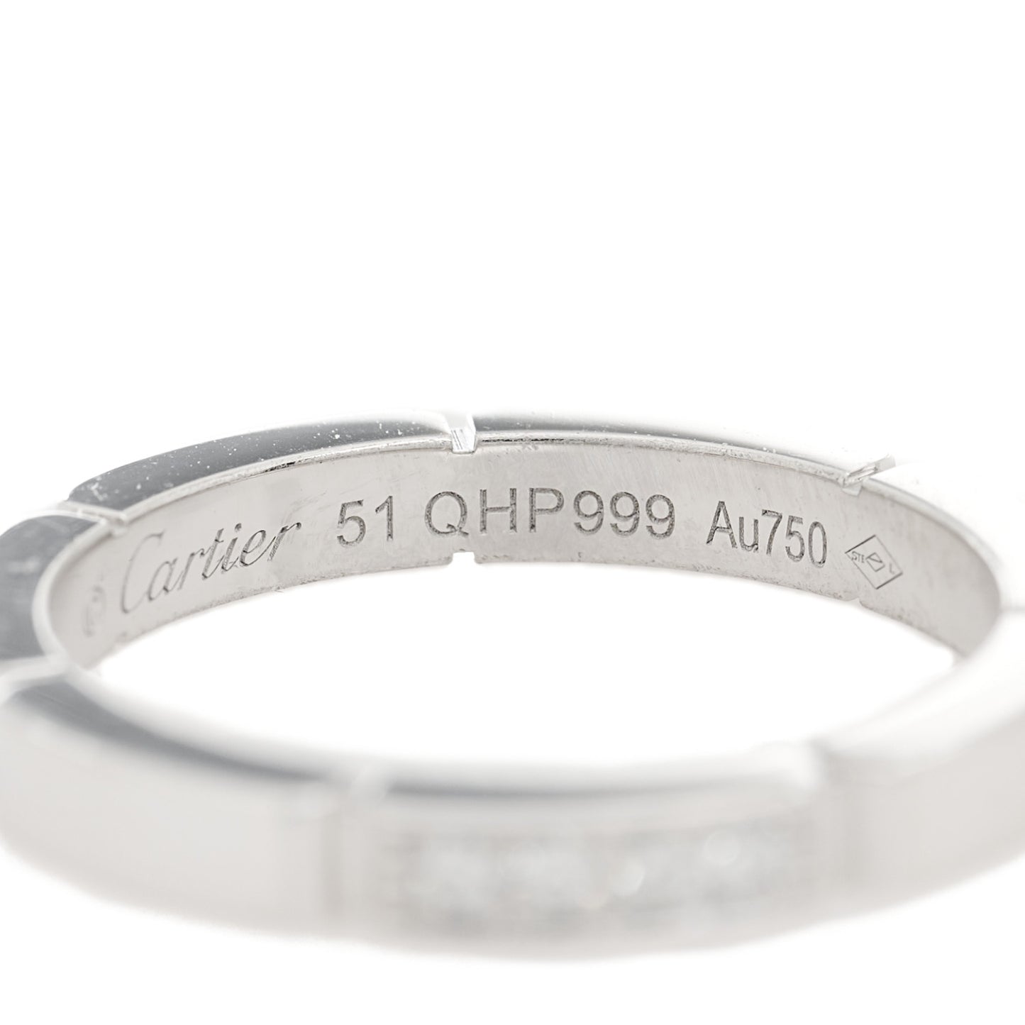 18K White Gold Diamond Maillon Panthere Wedding Band Ring 51 5.75