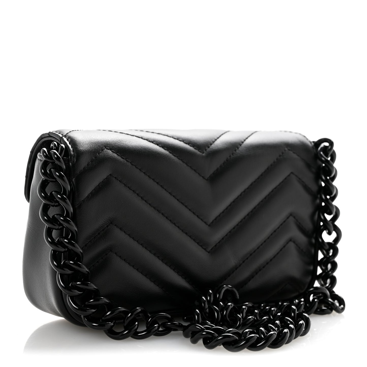 Calfskin Matelasse Monochrome GG Marmont Chain Belt Bag Black