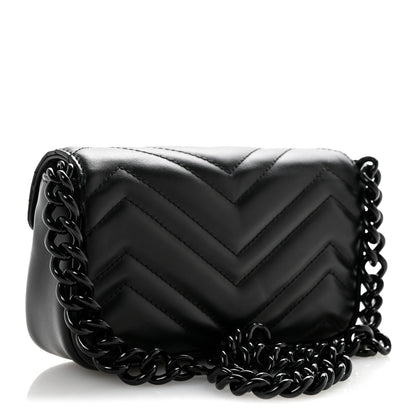 Gucci Calfskin Matelasse Monochrome GG Marmont Chain Belt Bag Black 3 of 12
