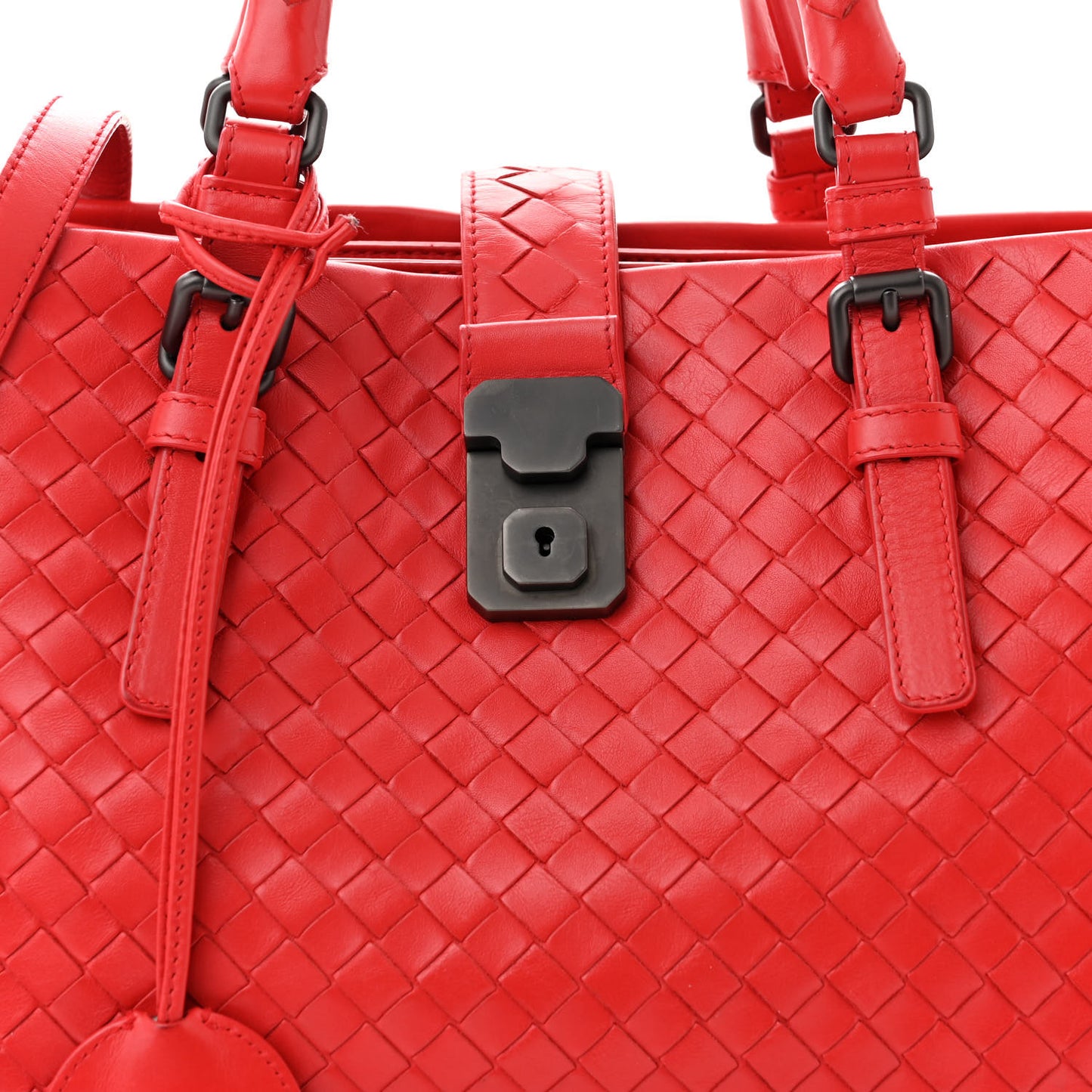 Nappa Intrecciato Small Roma Tote Red