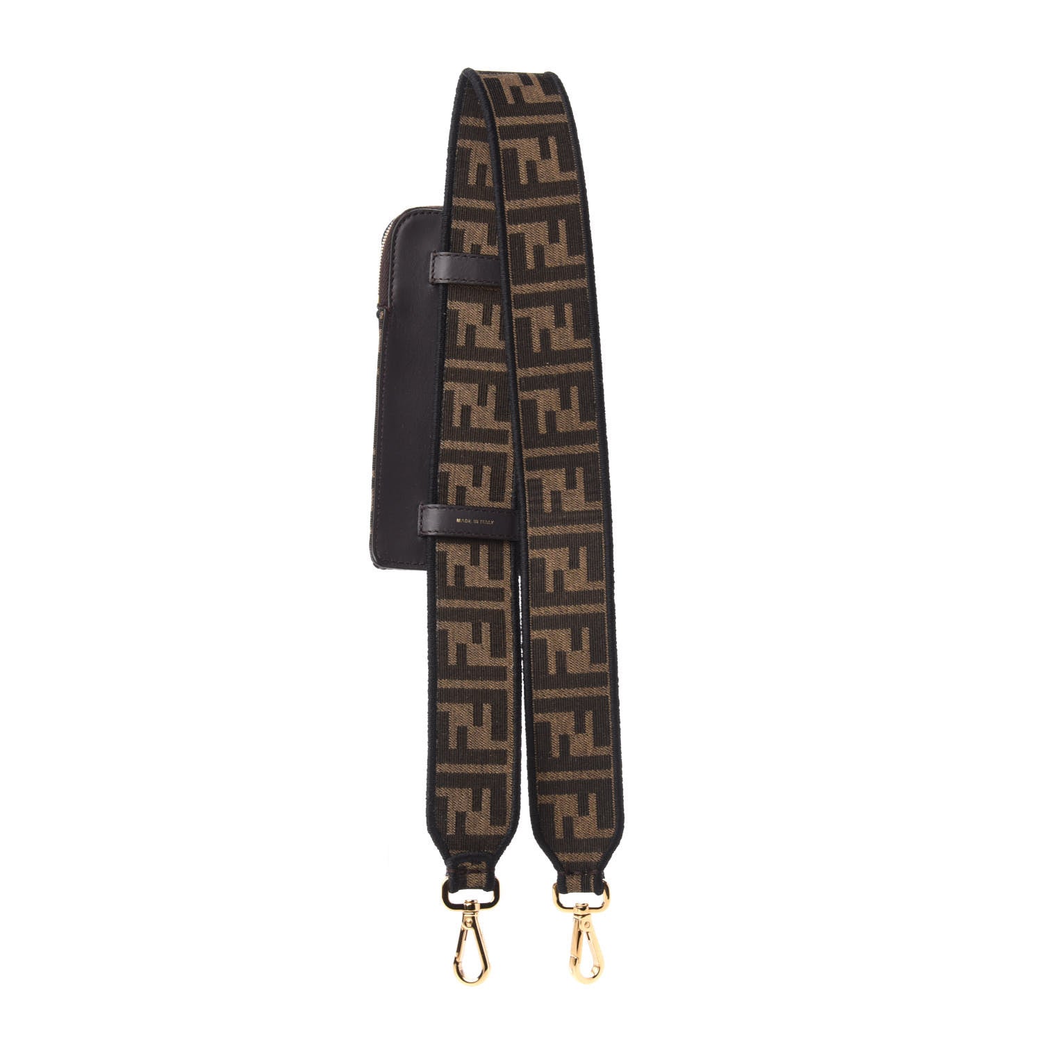 Fendi Fabric Jacquard FF 1974 Cell Pocket Strap You Tobacco Moro Black 2 of 11