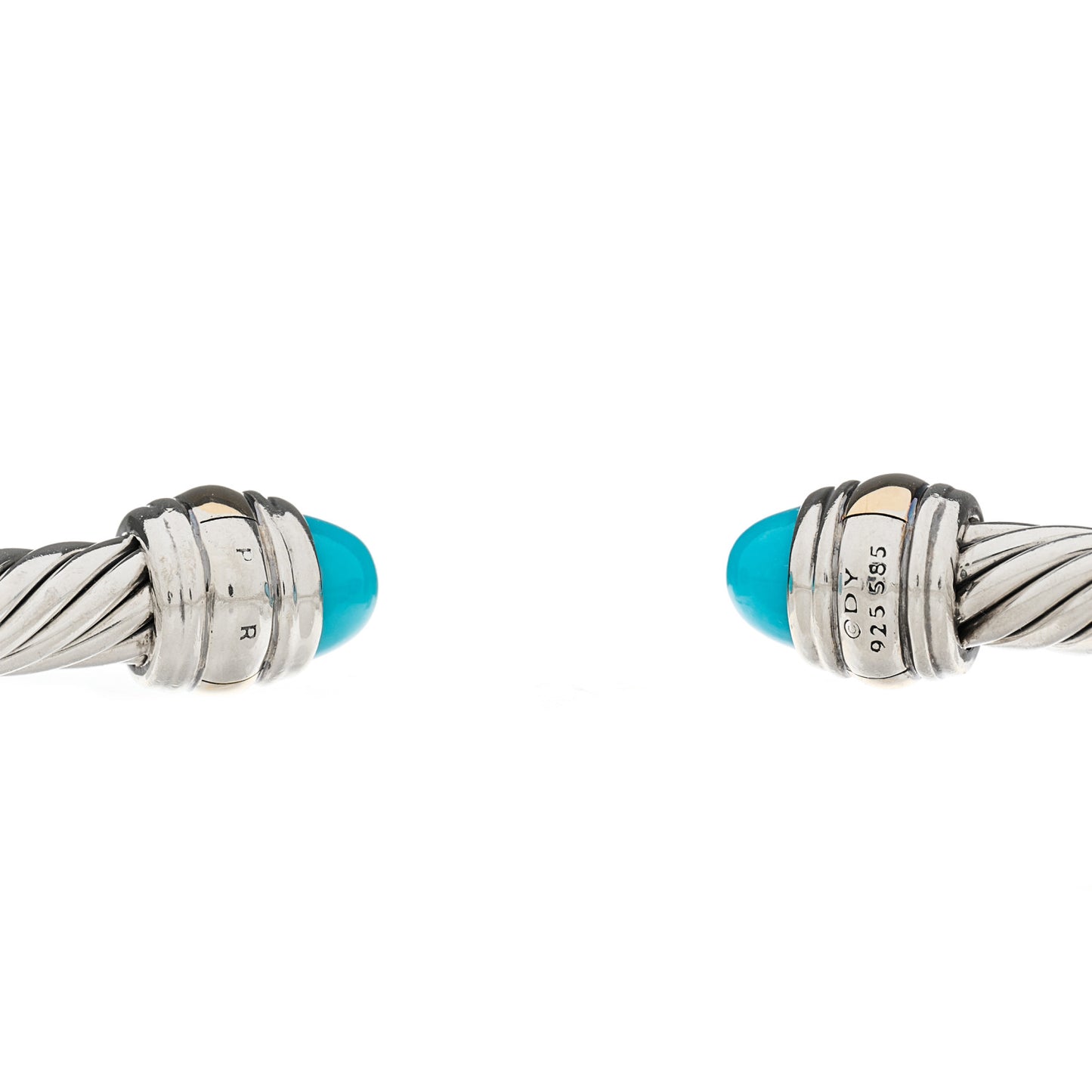 Sterling Silver 14K Yellow Gold Turquoise 5mm Cable Classics Bracelet