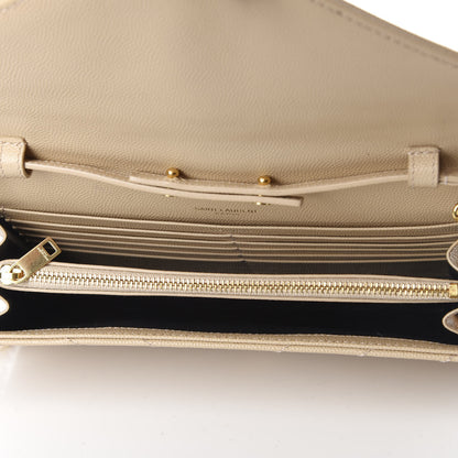 Saint Laurent Grain De Poudre Matelasse Chevron Monogram Chain Wallet Nude Powder 7 of 9