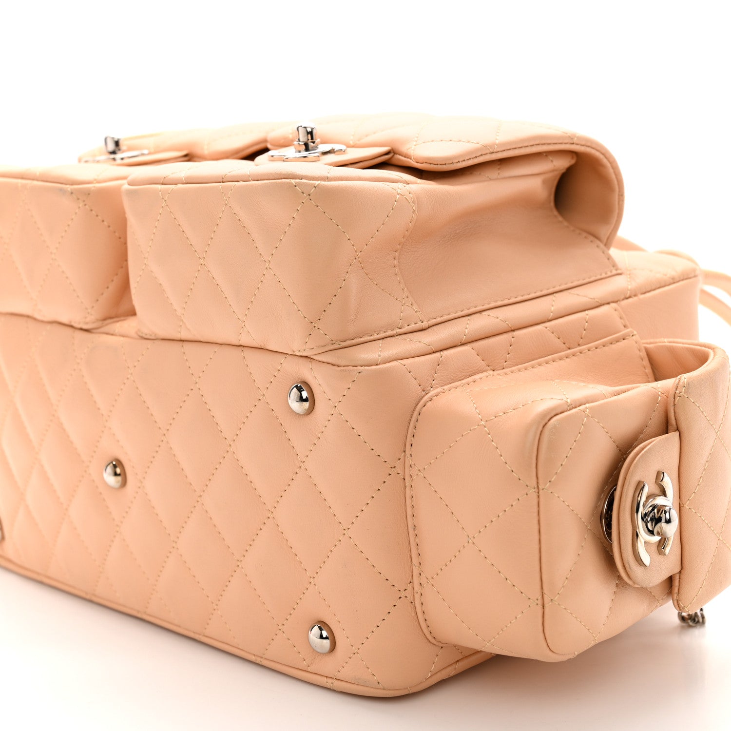 Chanel Calfskin Quilted Small Cambon Multipocket Reporter Beige 10 of 11