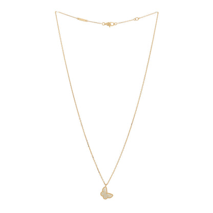 Van Cleef & Arpels 18K Yellow Gold Mother of Pearl Sweet Alhambra Butterfly Pendant Necklace 2 of 6