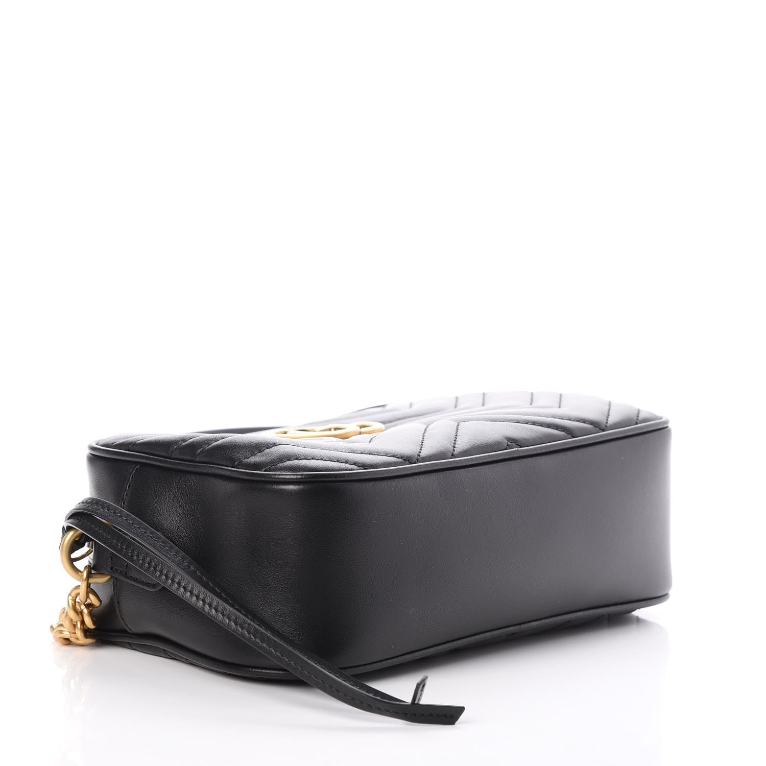 Gucci Calfskin Matelasse Small GG Marmont Chain Shoulder Bag Black 4 of 8