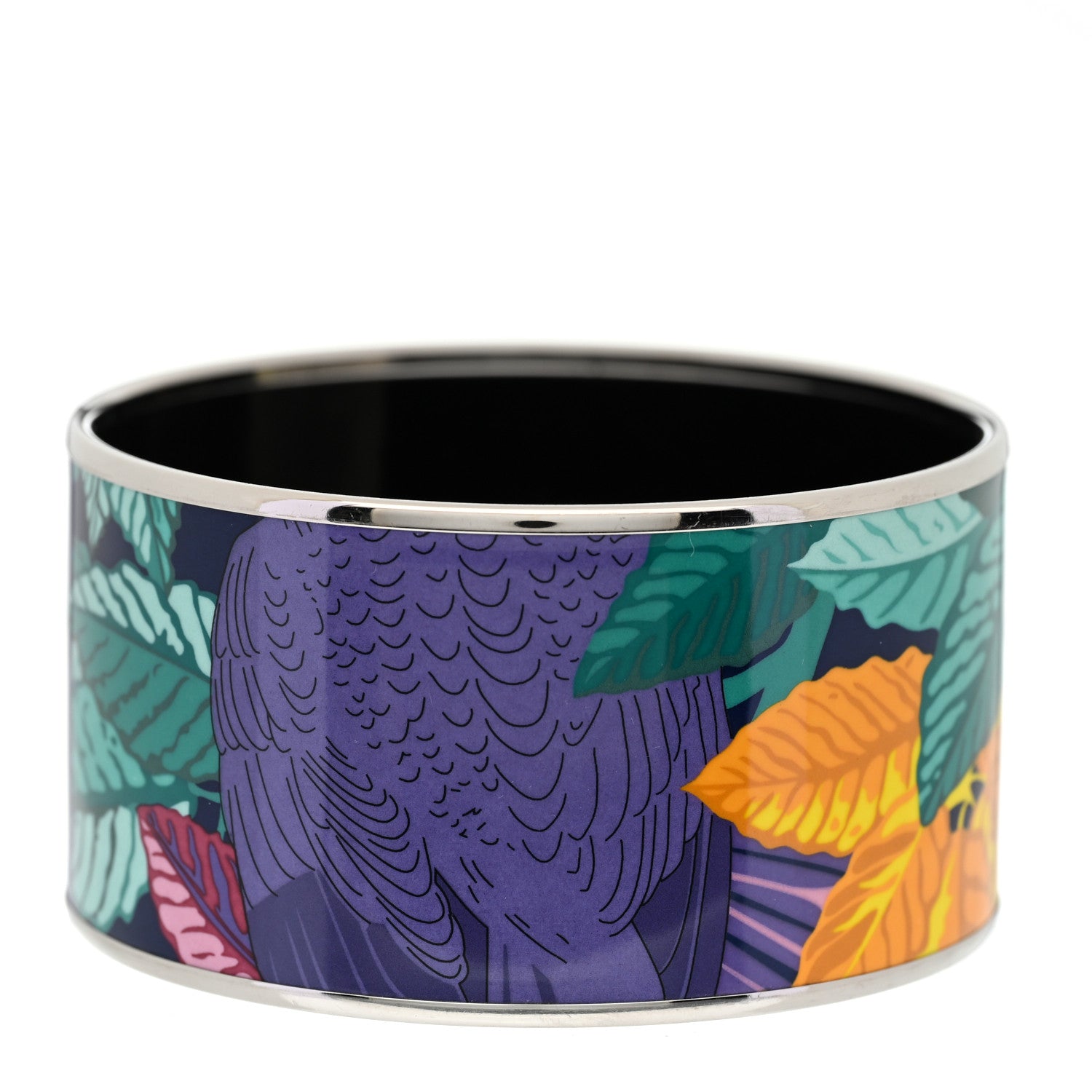 Hermes Enamel Printed Les Perroquet Extra Wide Bracelet 70 Vie D Artiste 1 of 6