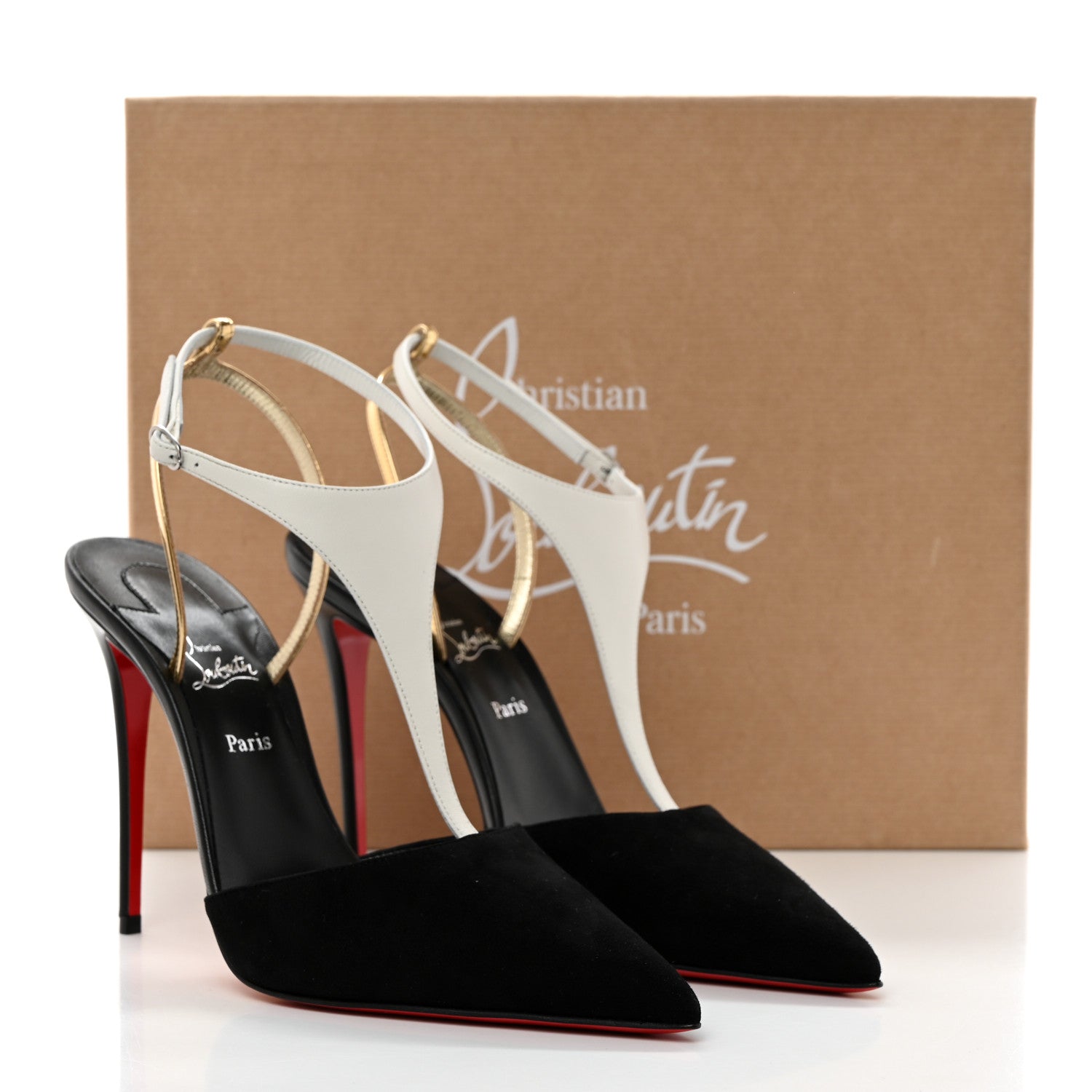 Christian Louboutin Suede Nappa Athina 100 Slingback Pump 39 Black Multicolor 8 of 8