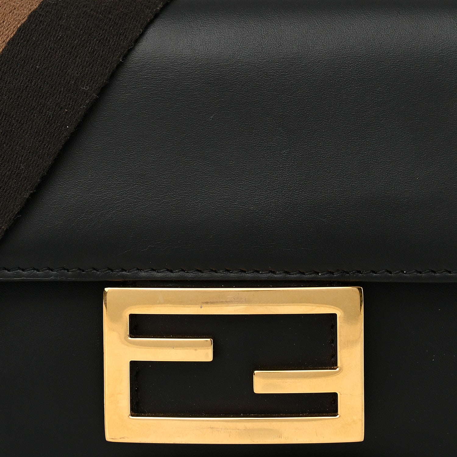 Fendi Vitello King Mini Flat Baguette Black 11 of 12