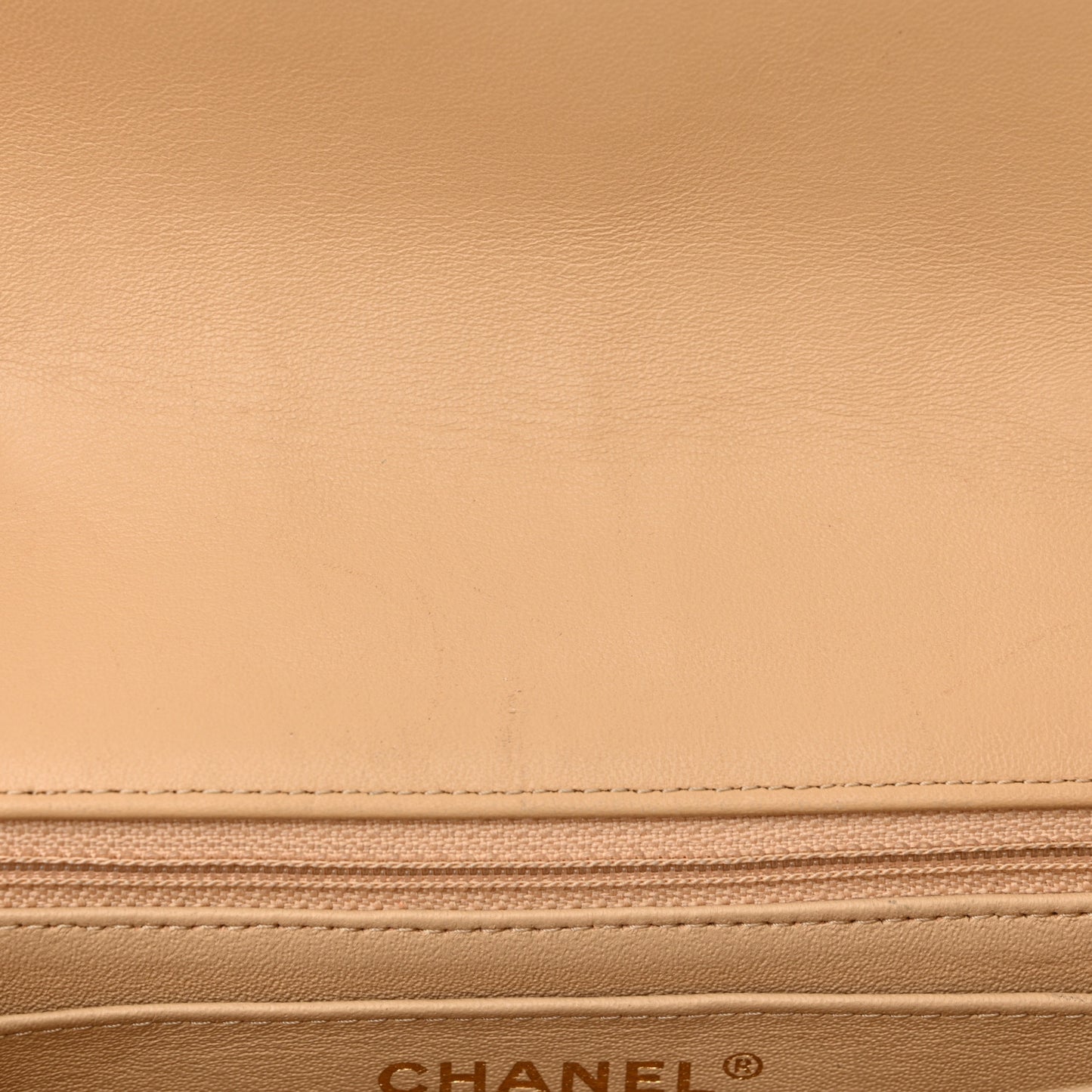 Lambskin Quilted Mini Rectangular Flap Beige Black