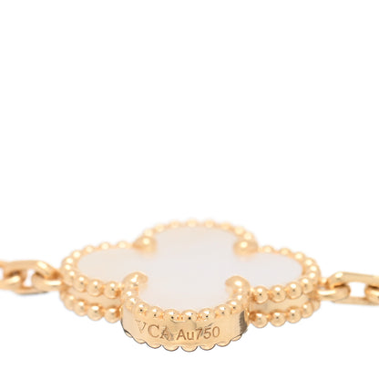 Van Cleef & Arpels 18K Yellow Gold Mother of Pearl 5 Motifs Vintage Alhambra Bracelet 3 of 4