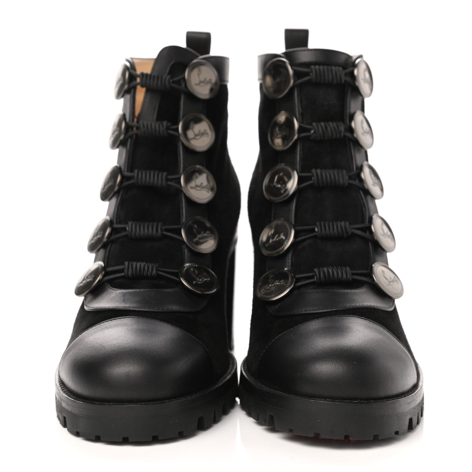 Christian Louboutin Calfskin Suede Alphabouton 70 Boots 38 Black 2 of 7