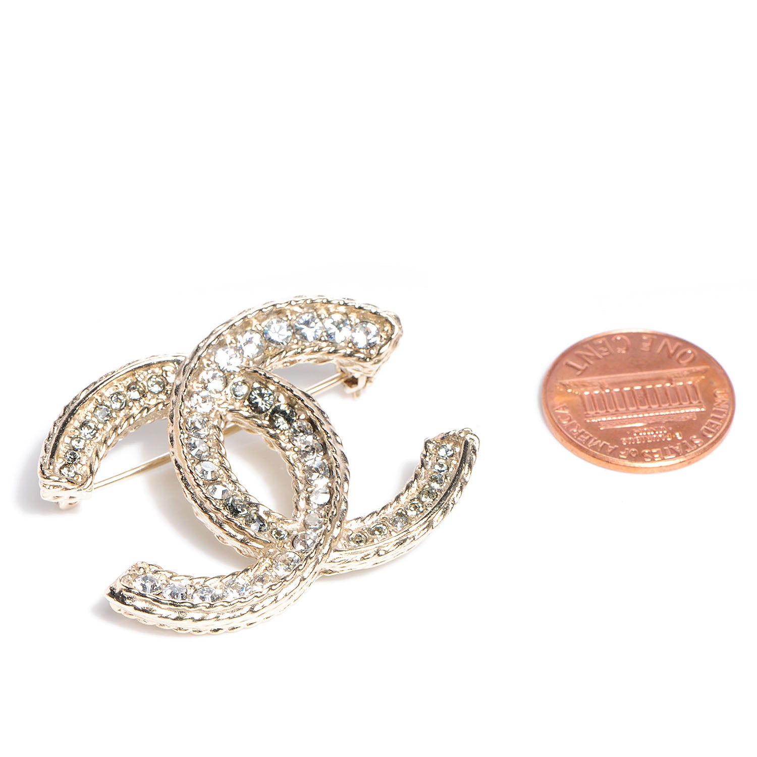 Chanel Crystal Large CC Brooch Gold 2 of 6