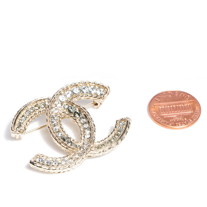 Chanel Crystal Large CC Brooch Gold 2 of 6