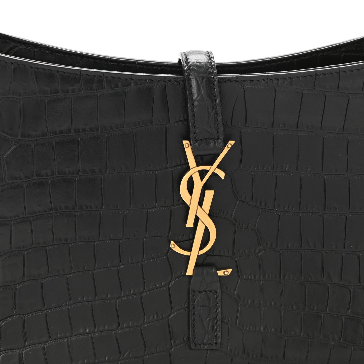 Calfskin Crocodile Embossed Le 5 A 7 Hobo Black