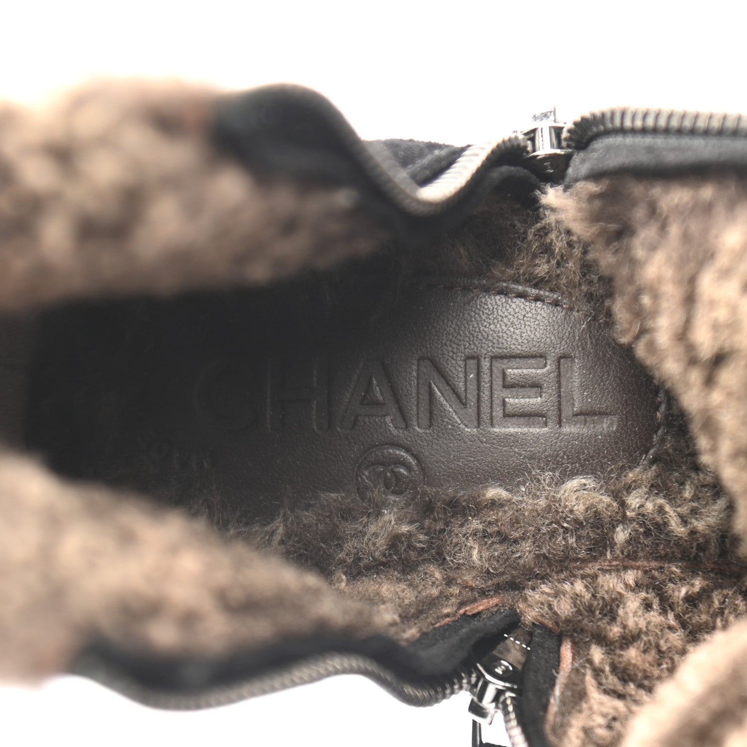 Chanel Suede Quilted Shearling Short Boots 36.5 Black 6 of 8