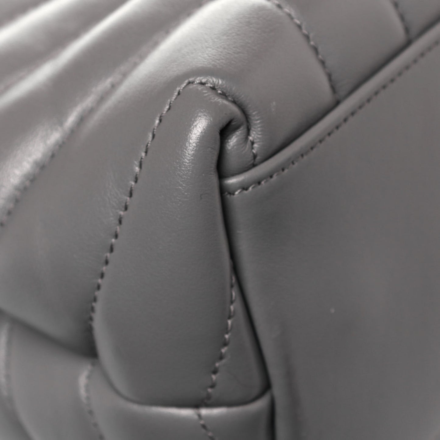Calfskin Y Quilted Monogram Medium Loulou Chain Satchel Light Gray
