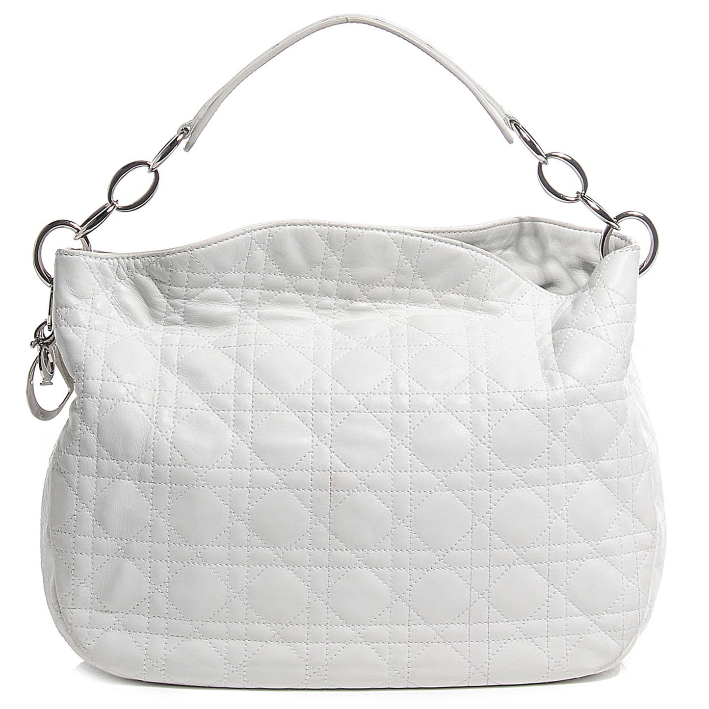 Lambskin Cannage Medium Dior Soft Hobo White