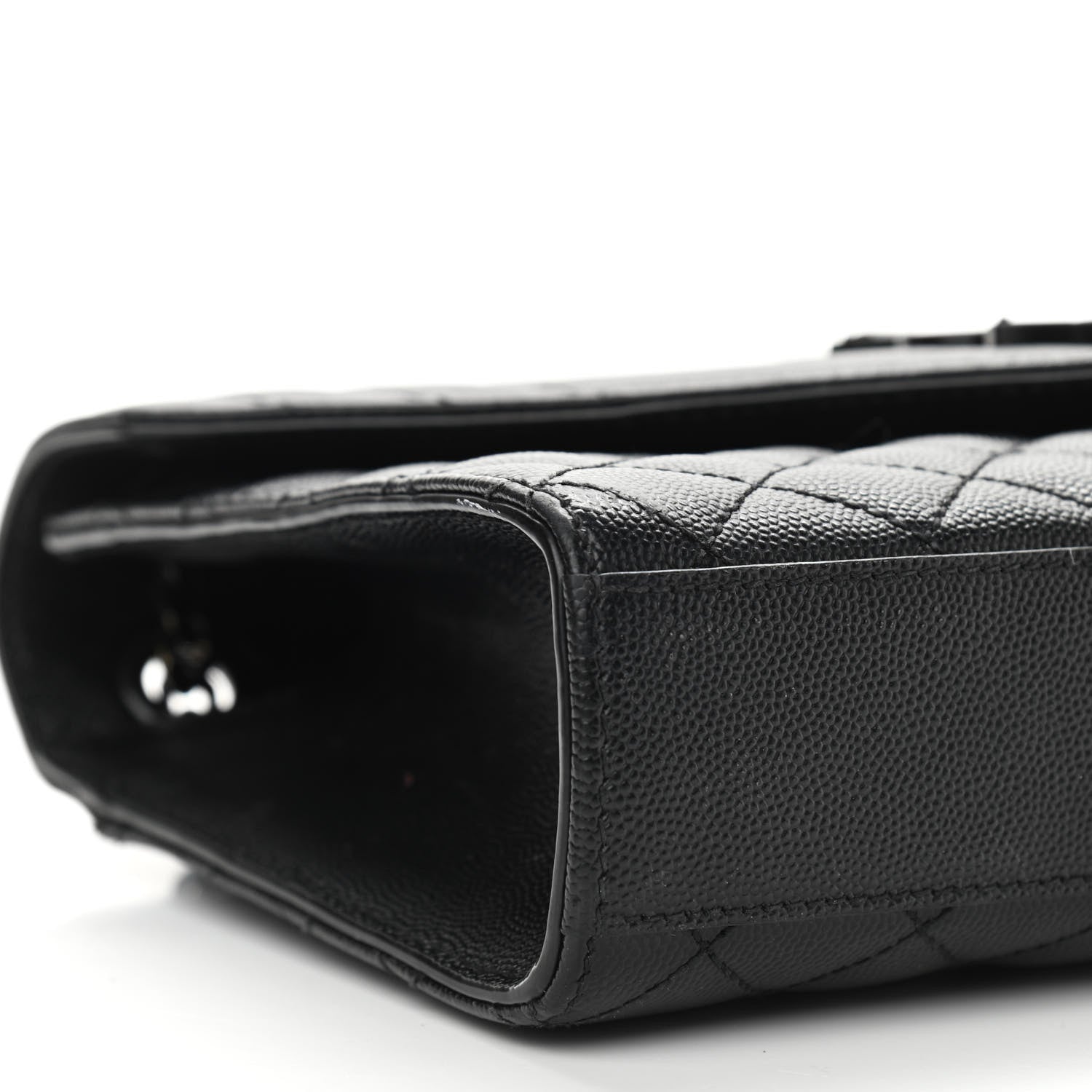 Saint Laurent Grain De Poudre Textured Mixed Matelasse Triquilt Medium Monogram Satchel Black 9 of 16