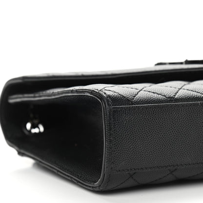 Saint Laurent Grain De Poudre Textured Mixed Matelasse Triquilt Medium Monogram Satchel Black 9 of 16