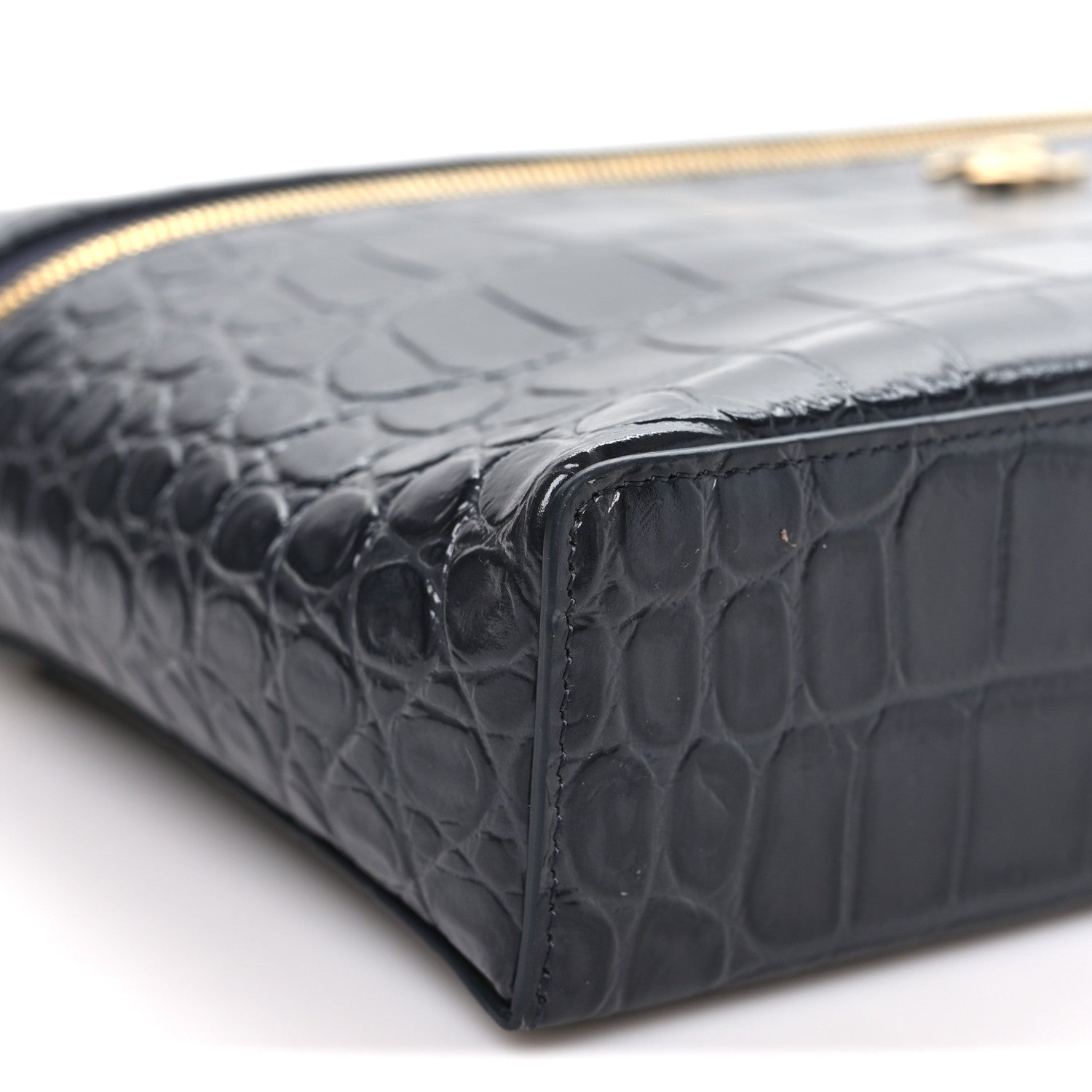 Chanel Calfskin Crocodile Embossed Exoticoco Large Supple Trapeze Vanity With Chain  Grey 8 of 10