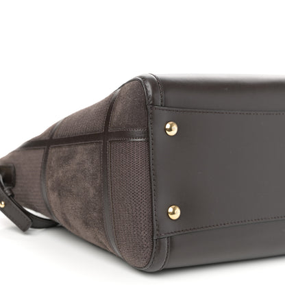 Salvatore Ferragamo Calfskin Suede Patchwork Double Handle Small Amy Tote Deep Brown 9 of 10