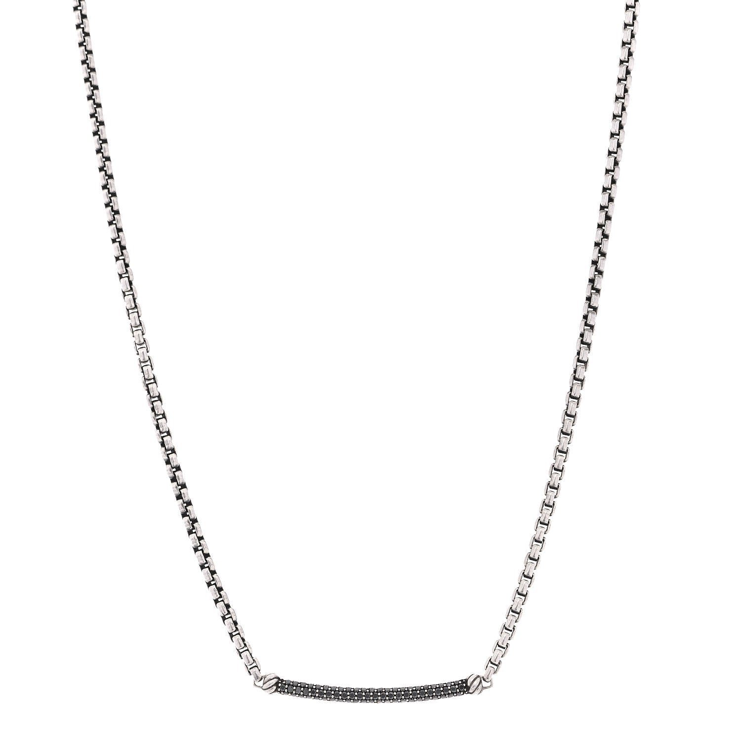 David Yurman Sterling Silver Black Diamond Petite Metro Necklace 1 of 4