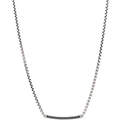 David Yurman Sterling Silver Black Diamond Petite Metro Necklace 1 of 4