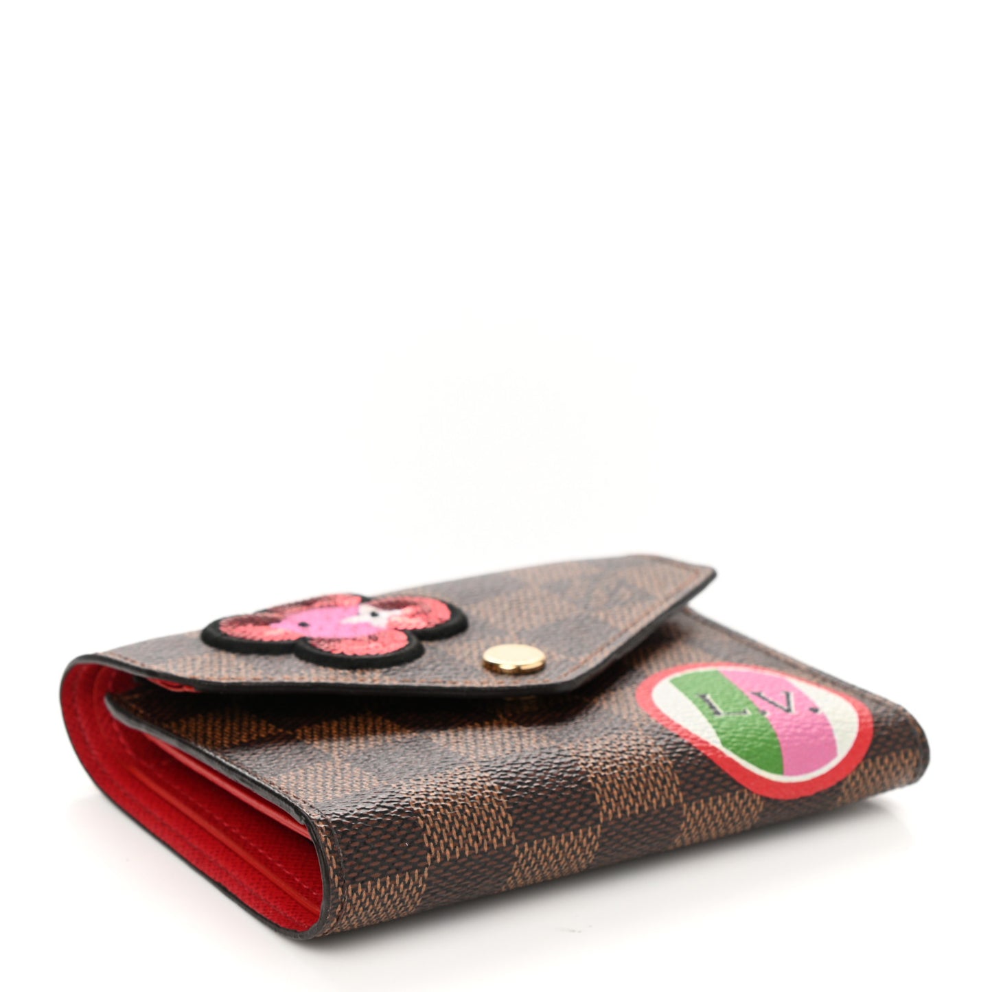 Damier Ebene Stories Victorine Wallet Red