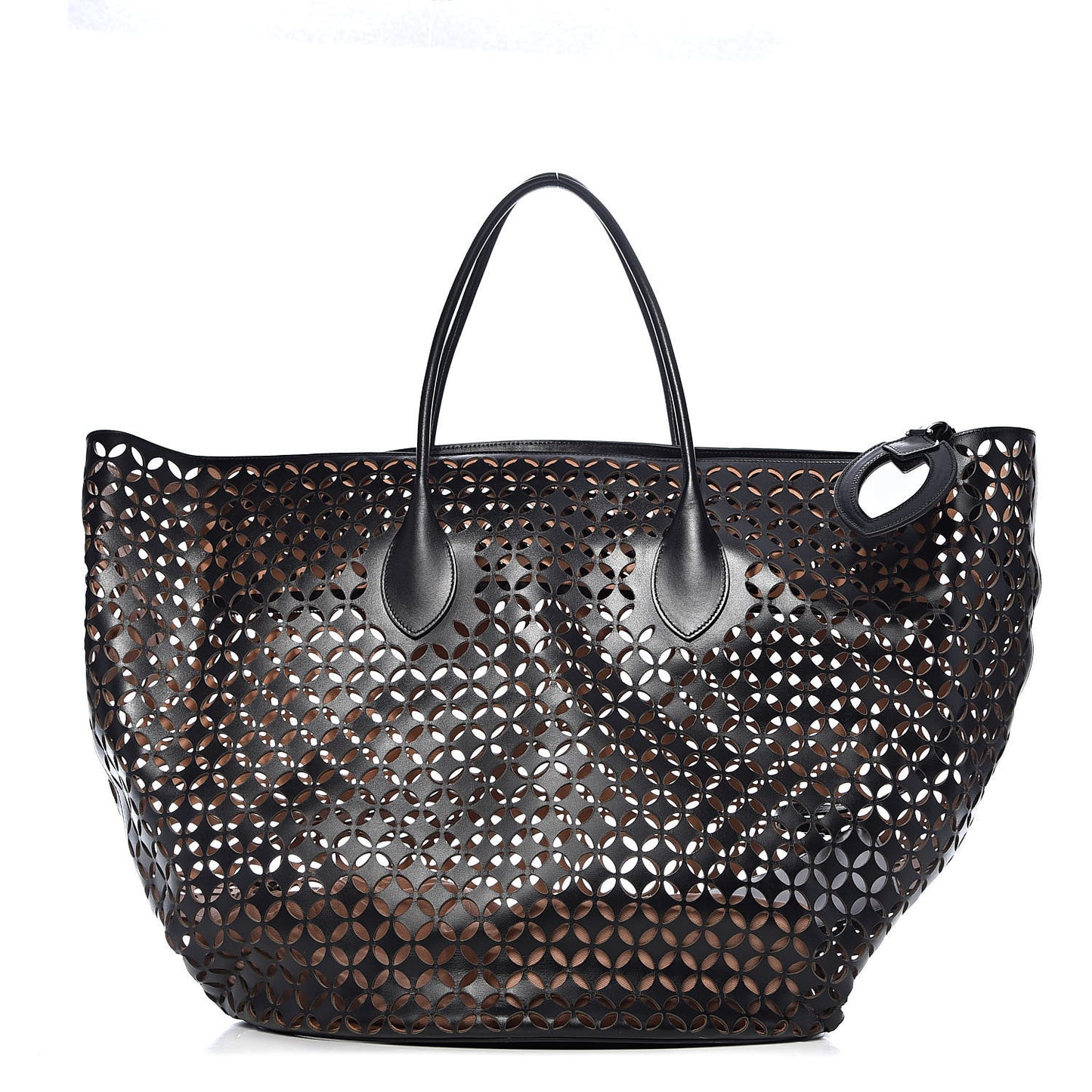 Calfskin Laser Cut Petale Tote Black