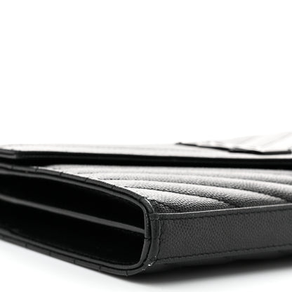 Saint Laurent Grain De Poudre Matelasse Chevron Monogram Monochrome Chain Wallet Black 9 of 10